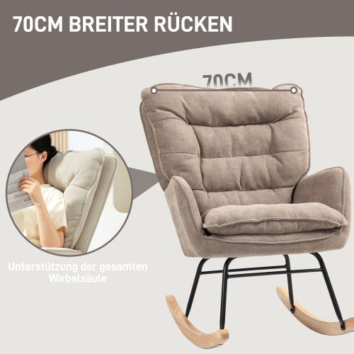 Rocking Chair, Fauteuilà Bascule En Chenille, Capacité De Charge De 120 Kg, Marron