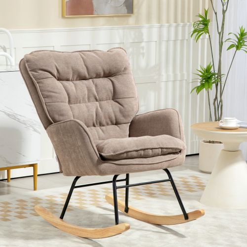 Rocking Chair, Fauteuilà Bascule En Chenille, Capacité De Charge De 120 Kg, Marron