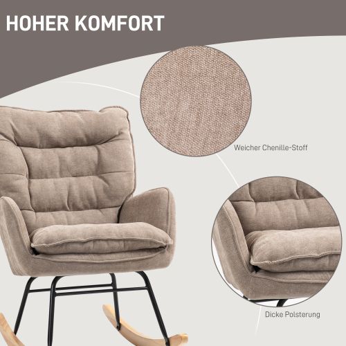 Rocking Chair, Fauteuilà Bascule En Chenille, Capacité De Charge De 120 Kg, Marron