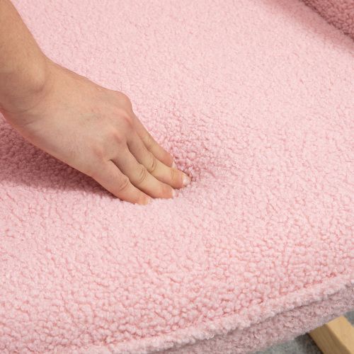 Rocking Chair, Fauteuil à Bascule En Imitation Peau D'agneau, Capacité De Charge De 120 Kg, Rose