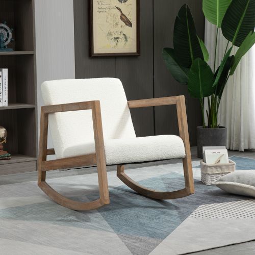 Rocking Chair, Fauteuil à Bascule, Structure En Bois, Blanc