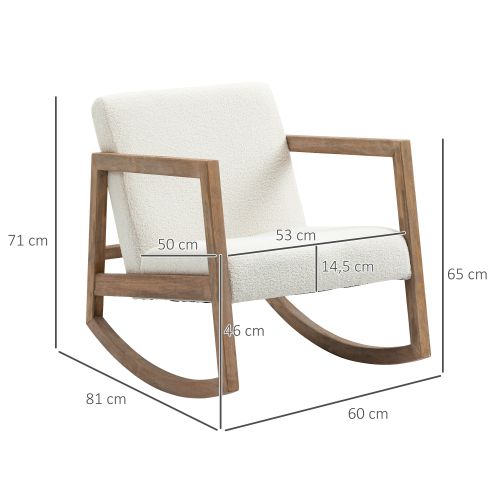 Rocking Chair, Fauteuil à Bascule, Structure En Bois, Blanc