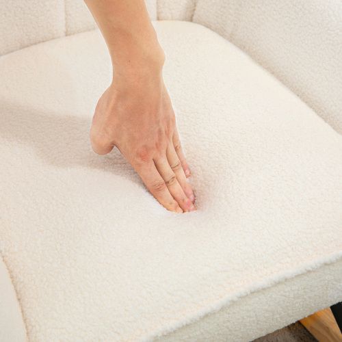 Rocking Chair, Fauteuil à Bascule Avec Polaire, Charge De 150 Kg, Patins En Bois, Blanc