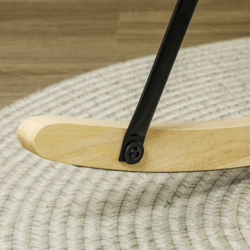 Rocking Chair, Fauteuil à Bascule En Velours Avec Accoudoir, Patins En Bois, Beige