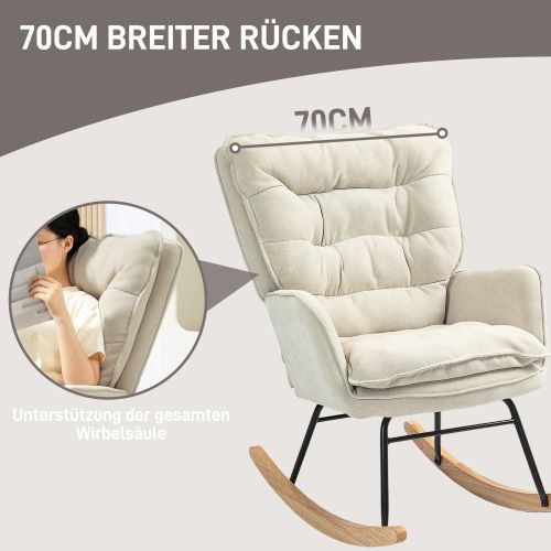 Rocking Chair, Fauteuil à Bascule En Chenille, Capacité De Charge De 120 Kg, Beige