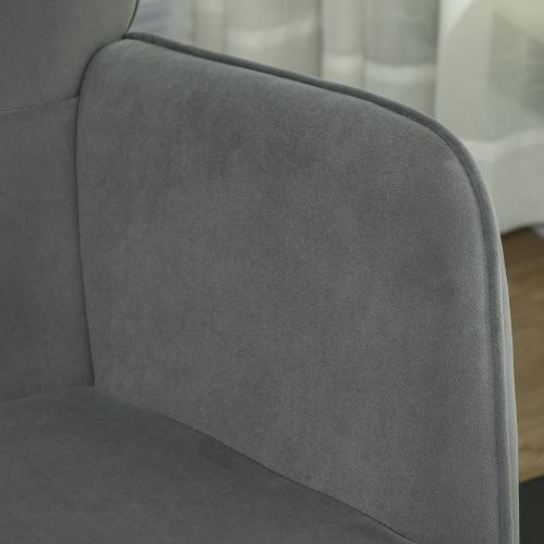 Rocking Chair, Fauteuil à Bascule En Velours Avec Accoudoir, Patins En Bois, Gris Foncé