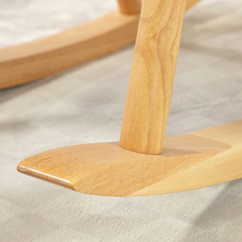 Rocking Chair, Fauteuil à Bascule En Laine Avec Appui-tête Réglable, Structure En Bois, Blanc