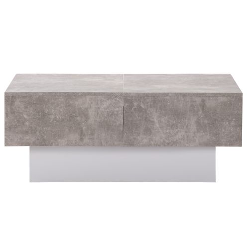 Table Basse Rectangulaire Grise Avec Table Extensible Et 2 Espaces De Rangement