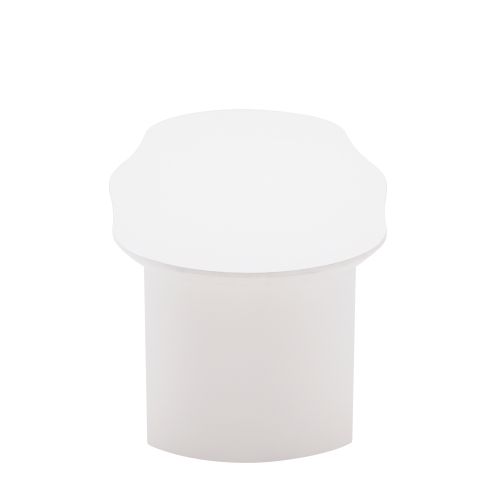 Table Basse Blanche Irrégulière, Pieds De Plaque De Support Cylindriques Et Courbés, Plateau Courbé