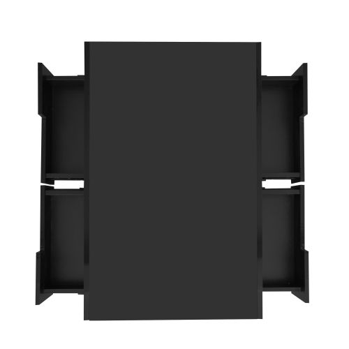 Table Basse Rectangulaire Noire Avec Éclairage LED, Rangements Ouverts Et 4 Tiroirs