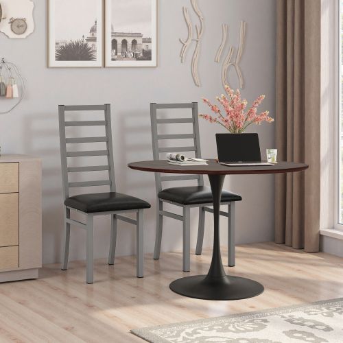 Table haute Ronde Marron, En Placage De Bois, Cadre Métal, Table haute Pour Salon