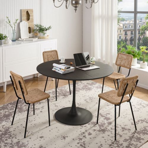 Table Basse Ronde Noire En Mdf, Cadre Métal, Table Basse Pour Salon