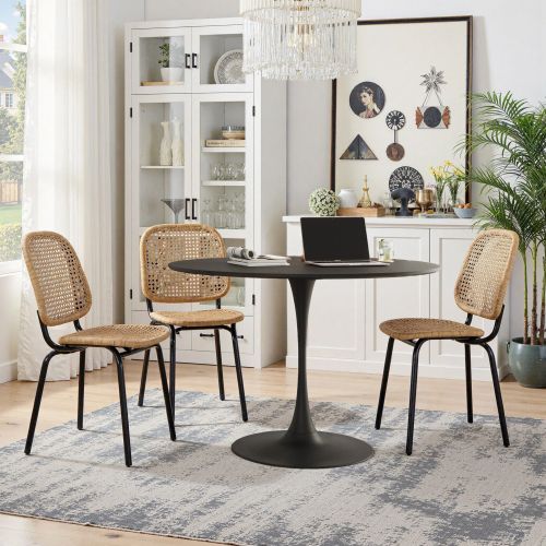 Table Basse Ronde Noire En Mdf, Cadre Métal, Table Basse Pour Salon