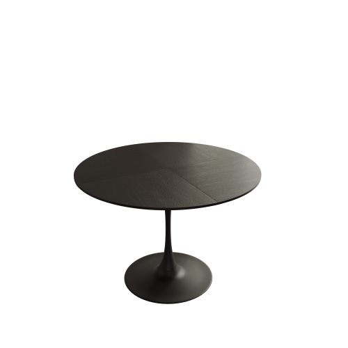 Table Basse Ronde Noire En Mdf, Cadre Métal, Table Basse Pour Salon