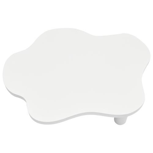 Table Basse En Forme De Nuage, Design Irrégulier, 4 Pieds Cylindriques, Blanc