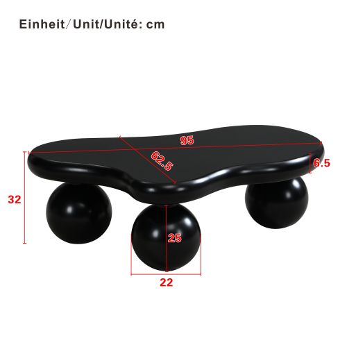 Table Basse En Forme De Nuage Avec Éclairage LED, Pieds Ronds, Noir