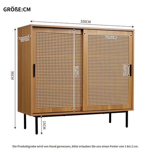 Buffet Avec 2 Portes Coulissantes, 100x37x90cm - Marron