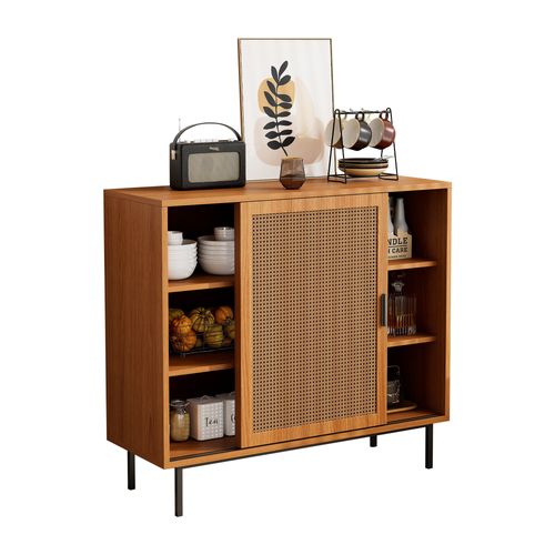 Buffet Avec 2 Portes Coulissantes, 100x37x90cm - Marron
