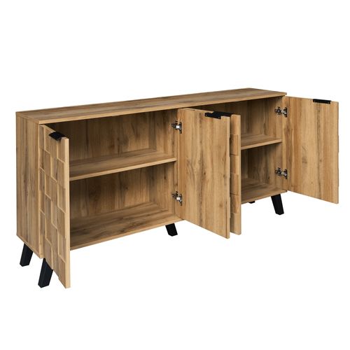 Buffet Imitation Bois Avec 4 Portes 160.5 X 35.5 X 78 Cm
