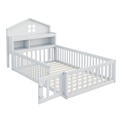 Lit Cabane 90 X 200cm, Lit Enfant En Bois, Blanc