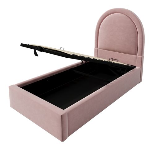 Lit Coffre Enfant 90x200cm Rose, Velours