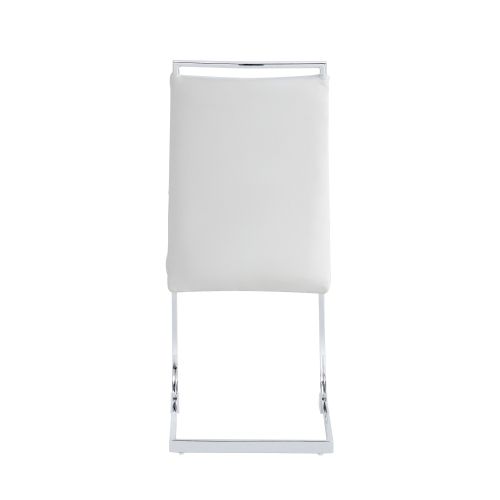 Lot De 2 Chaises Blanc, Dossier En Pu Et Lin, Cadre En Métal, Pour Salle à Manger Ou Bureau