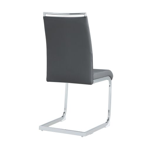 Lot De 2 Chaises Gris, Dossier En Pu Et Lin, Cadre En Métal, Pour Salle à Manger Ou Bureau