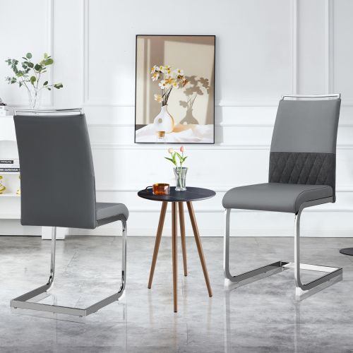Lot De 6 Chaises Gris, Dossier En Pu Et Lin, Cadre En Métal, Pour Salle à Manger Ou Bureau