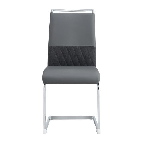 Lot De 6 Chaises Gris, Dossier En Pu Et Lin, Cadre En Métal, Pour Salle à Manger Ou Bureau