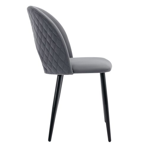 Lot De 4 Chaises De Salle à Manger Avec Dossier Rembourré, Pieds En Métal Réglables, Velours Gris