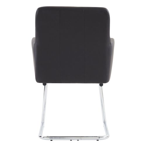 Lot De 2 Chaises De Salle à Manger Avec Accoudoirs Rembourrés, Pieds En Métal Argenté, Pu Noir