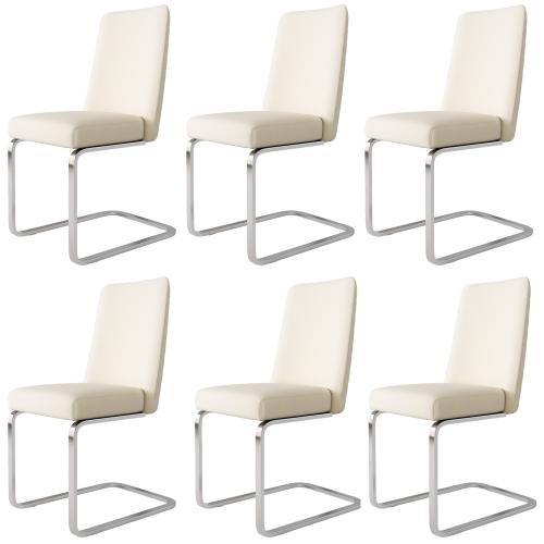 Lot De 6 Chaises De Salle à Manger En Velours Beige, Motif Losangeau Dos, Pieds En Métal Argenté