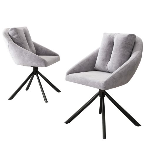 Chaise De Salle à Manger Pivotante En Velours Gris Avec Coussin, Pieds En Métal
