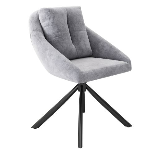 Chaise De Salle à Manger Pivotante En Velours Gris Avec Coussin, Pieds En Métal