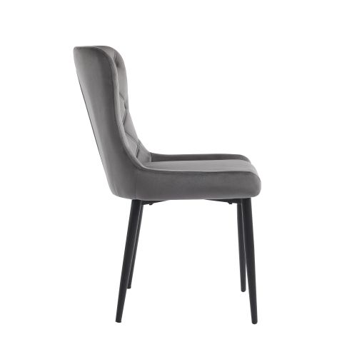 Lot De 2 Chaises De Salle à Manger En Velours Avec Motif à Boutons, Pieds En Métal, Gris Foncé