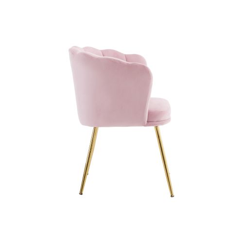 Lot De 2 Chaises De Salle à Manger En Velours Rose Avec Coussin Papillon, Pieds En Métal Doré