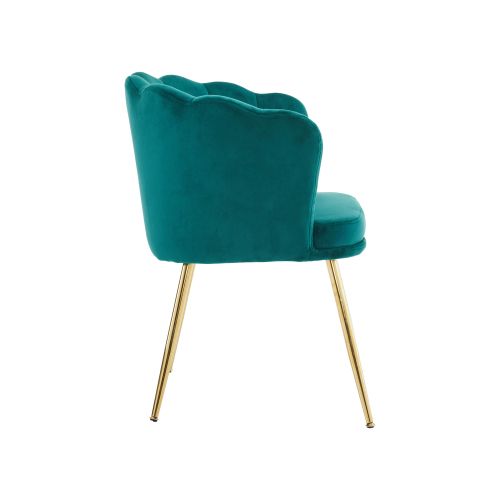 Lot De 6 Chaises De Salle à Manger En Velours Vert Avec Coussin Papillon, Pieds En Métal Doré