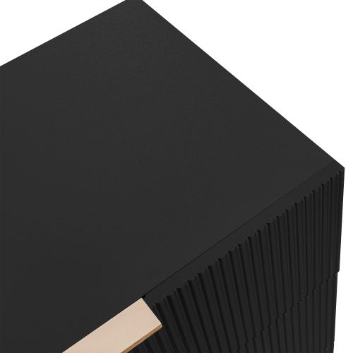 Commode Noire à 6 Tiroirs Avec Poignées Et Pieds Dorés, 120x40x77 Cm