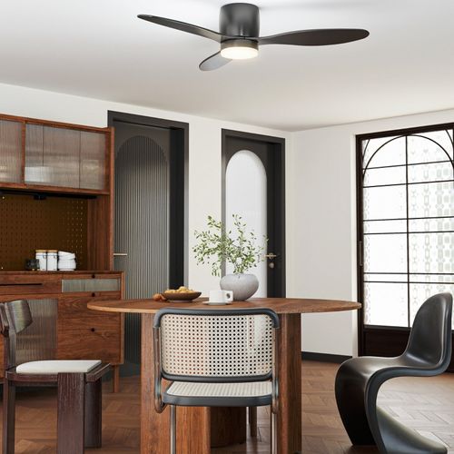 Ventilateur Noir 115×115×20 Cm Avec LED, 6 Vitesses, Abs