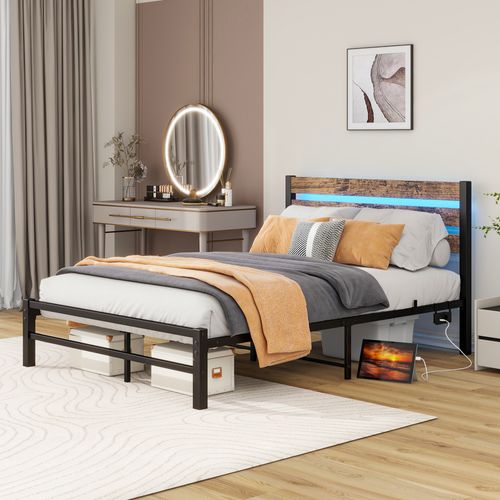 Lit 120x200 Cm En Bois,brun Antique