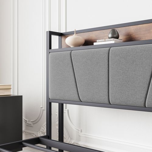 Lit Adulte 140x200 Cm En Métal,brun Antique