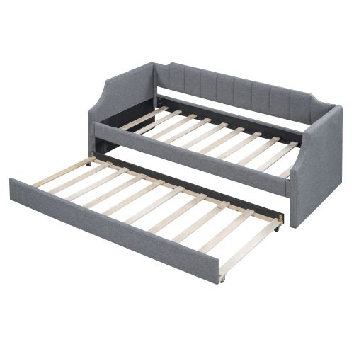 Lit Enfant 90x200 Avec Lit Gigogne 90x190 Cm, Gris