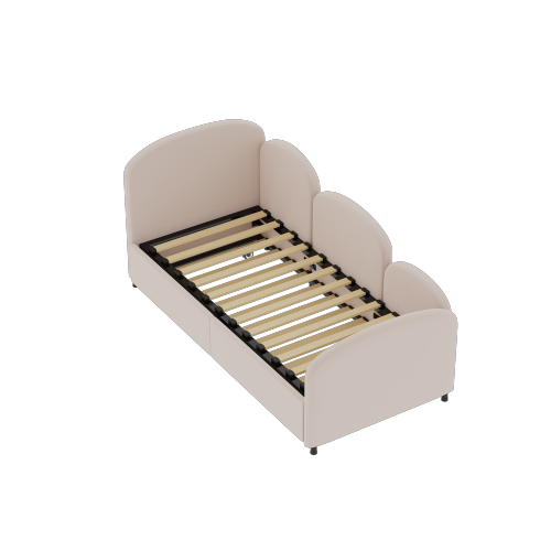 Lit Gigogne 90x200 Cm, Lits 2 Personnes, En Velours Rose