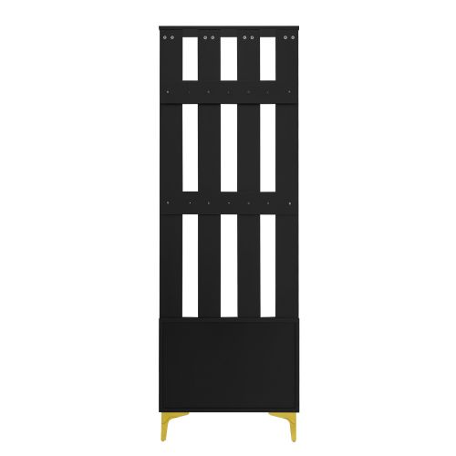 Vestiaire D'entrée Avec Armoire à Chaussures Et Coussin, Avec 8 Crochets, Noir