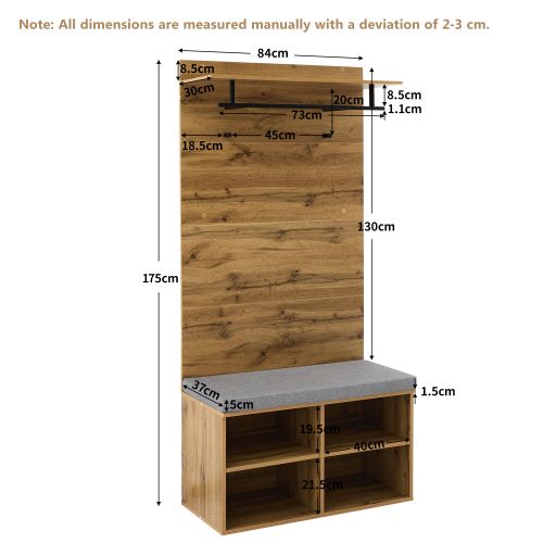 Vestiaire D'entrée Avec Armoire à Chaussures, Étagère, Crochets Et Rangements, Chêne