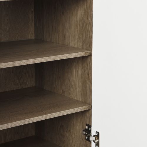 Meuble à Chaussures Blanc Avec Siège Rembourré, 1 Tiroir, 1 Crochet, 3 Portes Et Étagères Réglables