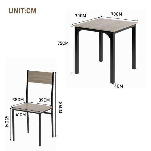 Ensemble De Table Avec Lot De 2 Chaises, Pour Salle à Manger Et Salon, Pieds En Métal, Chêne