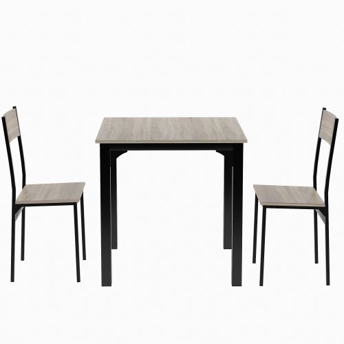 Ensemble De Table Avec Lot De 2 Chaises, Pour Salle à Manger Et Salon, Pieds En Métal, Chêne