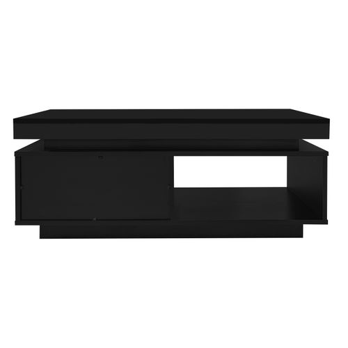 Table Basse Avec LED Et Tiroir - Plateau Et Panneaux Brillants - 100x50x40,3 Cm - Noir