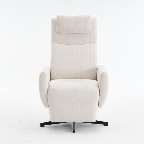 Fauteuil Inclinable Et Pivotant En Chenille Avec Appuie-tête Et Repose-pieds, Beige